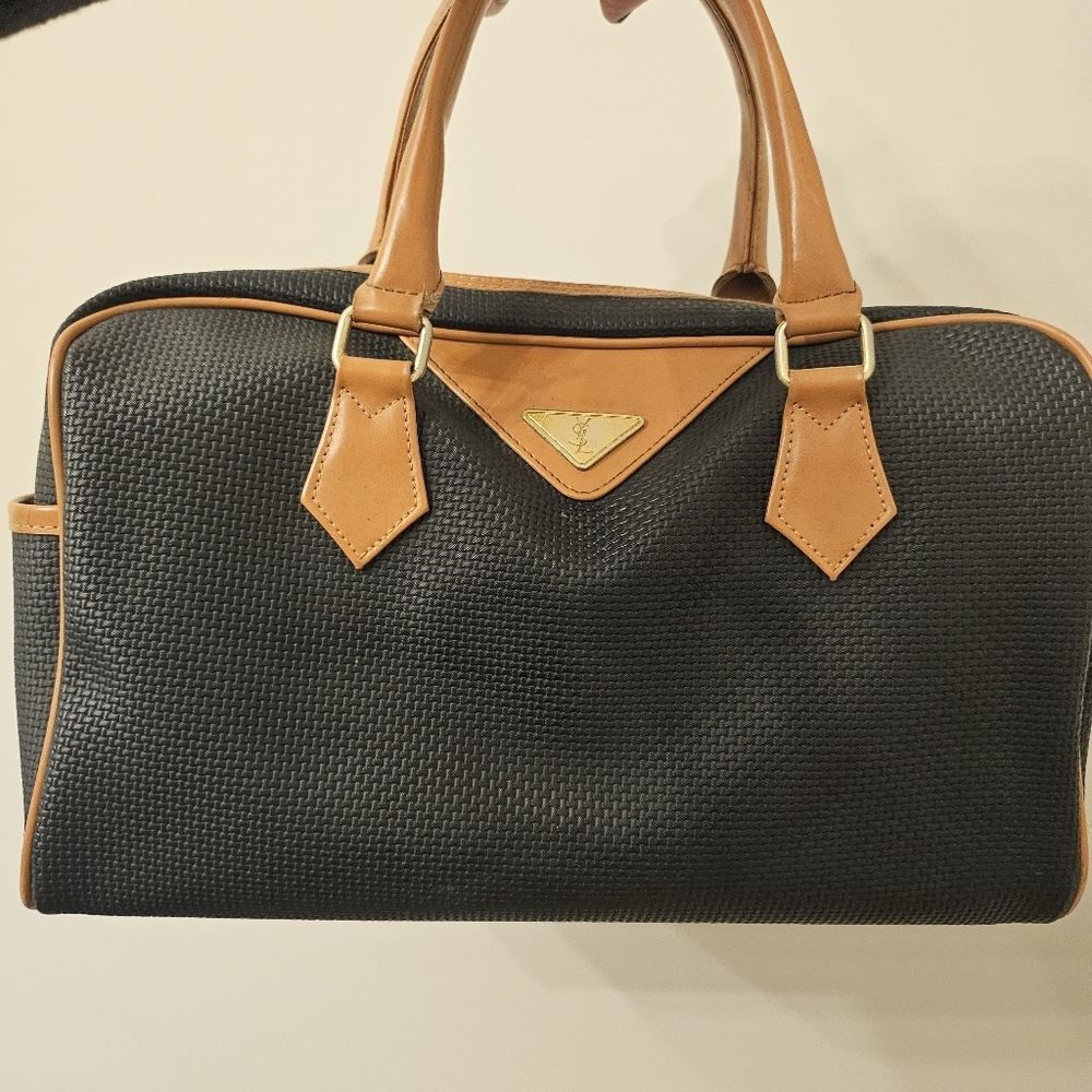 Yves Saint Laurent Vintage Woven Canvas Boston Bag - Picture 11 of 15